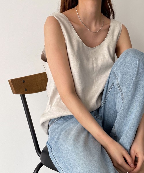 CANAL JEAN（キャナルジーン）の「RED CHOP WORKS リネン混タンク