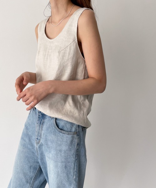 CANAL JEAN（キャナルジーン）の「RED CHOP WORKS リネン混タンク