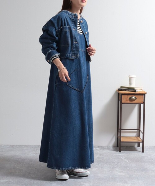 fredy emue(フレディエミュ)の「2WAYノーカラーデニムブルゾン(デニムジャケット・レディース・ネイビー/ブラック・38)」の17枚目の写真