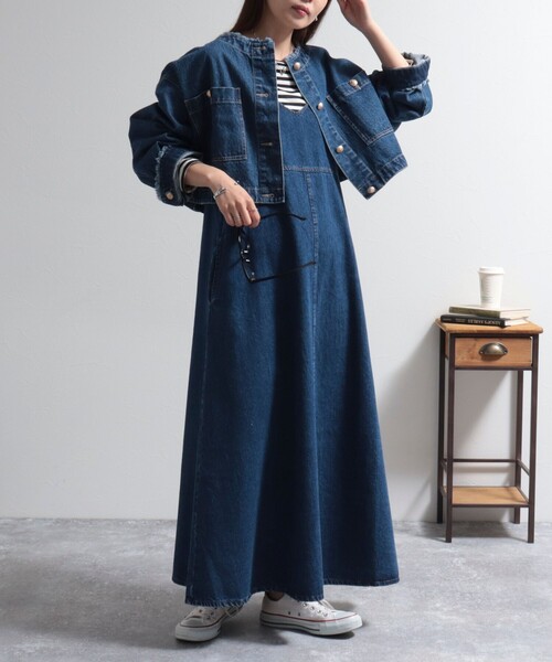 fredy emue(フレディエミュ)の「2WAYノーカラーデニムブルゾン(デニムジャケット・レディース・ネイビー/ブラック・38)」の18枚目の写真