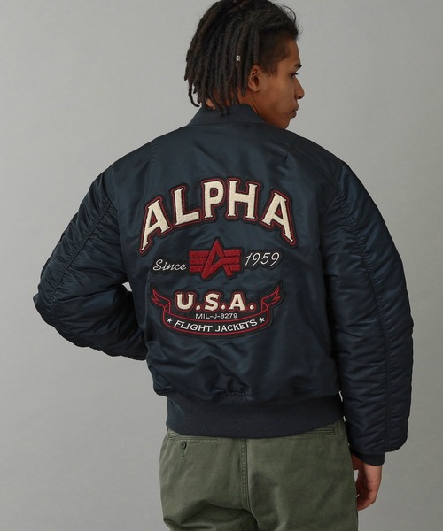 Alpha Industries（アルファインダストリーズ）の「スタジャン風MA-1 USスペック（MA-1・メンズ・ネイビー/ガンメタ/グレー/ブラック・SMALL/MEDIUM/LARGE/X-LARGE）」の8枚目の写真