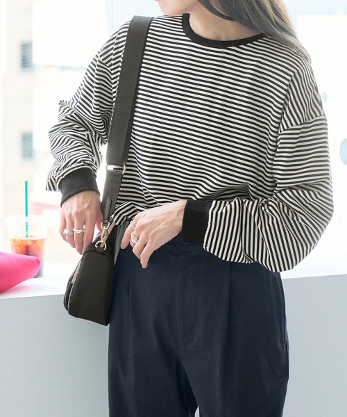 ROPE' PICNIC（ロペピクニック）の「BIGボーダーカットトップス/リンクコーデ（Tシャツ/カットソー・レディース・レッド系その他/ブラック系その他・38）」の13枚目の写真