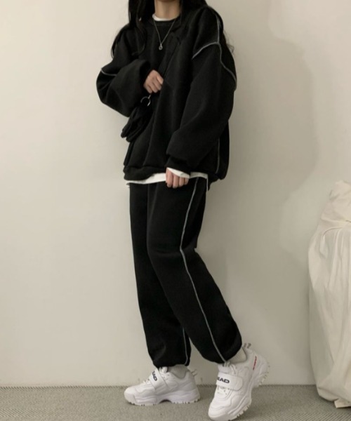gossip！ロサンゼルス（ゴシップロサンゼルス）の「メローロック トレーナーセットアップ（スウェット・レディース・ベージュ/グレー/ブラック/ネイビー・FREE）」の2枚目の写真