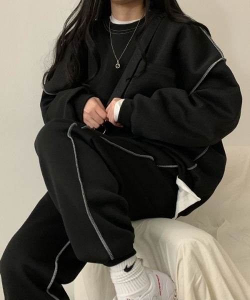gossip！ロサンゼルス（ゴシップロサンゼルス）の「メローロック トレーナーセットアップ（スウェット・レディース・ベージュ/グレー/ブラック/ネイビー・FREE）」の5枚目の写真