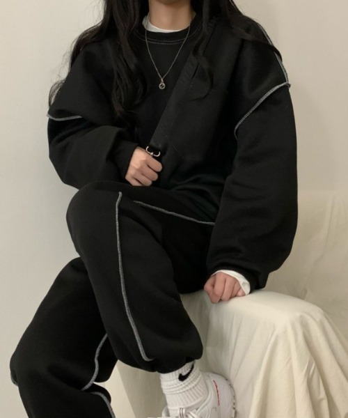 gossip！ロサンゼルス（ゴシップロサンゼルス）の「メローロック トレーナーセットアップ（スウェット・レディース・ベージュ/グレー/ブラック/ネイビー・FREE）」の7枚目の写真