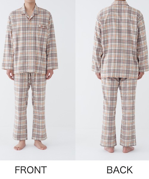 COMME CI COMME CA（コムシコムサ）の「COMME CI COMME CA/コムシコムサ　ルームウェア　長袖長パンツ　綿100%　ビエラ（ルームウェア/パジャマ・メンズ・グレー/ネイビー・MEDIUM/X-LARGE/LARGE）」の6枚目の写真