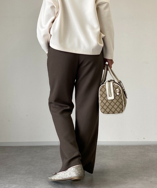 un dix cors（アンディコール）の「ドビー織裏毛スリットパンツ（スラックス・レディース・ブラック/ベージュ/モカ・FREE）」の14枚目の写真