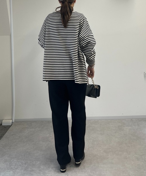 un dix cors（アンディコール）の「ドビー織裏毛スリットパンツ（スラックス・レディース・ブラック/ベージュ/モカ・FREE）」の18枚目の写真