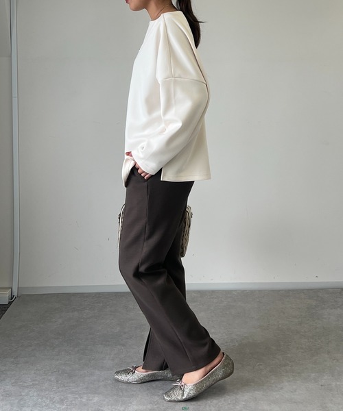 un dix cors（アンディコール）の「ドビー織裏毛スリットパンツ（スラックス・レディース・ブラック/ベージュ/モカ・FREE）」の10枚目の写真