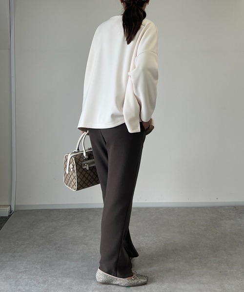 un dix cors（アンディコール）の「ドビー織裏毛スリットパンツ（スラックス・レディース・ブラック/ベージュ/モカ・FREE）」の9枚目の写真