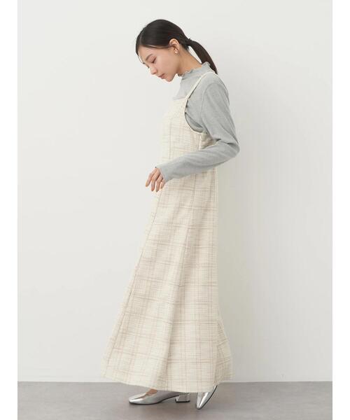 earth music&ecology(アースミュージックアンドエコロジー)の「ツイードワンピース(check)(ワンピース・レディース・アイボリー・S/M)」の3枚目の写真