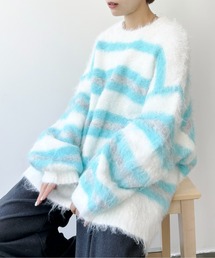 ゆるふわシャギーボーダーニット