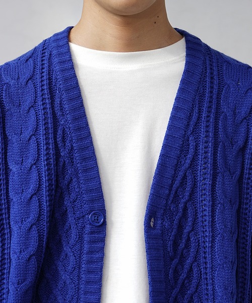 MinoriTY（マイノリティ）の「【MinoriTY】ケーブル編みビッグシルエットカーディガン メンズ オーバーサイズ ルーズフィット 春服 冬服（カーディガン/ボレロ・メンズ・チャコール/アイボリー/ブルー・S/M/L）」の10枚目の写真