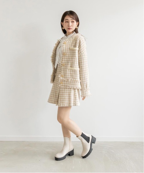 RANDA（ランダ）の「ツイードパールディティールジャケット（ノーカラージャケット・レディース・ブラック/ベージュ・1/0）」の15枚目の写真