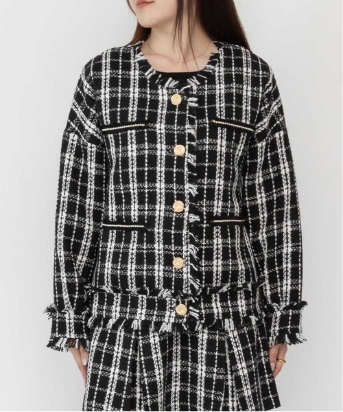 RANDA（ランダ）の「ツイードパールディティールジャケット（ノーカラージャケット・レディース・ブラック/ベージュ・1/0）」の18枚目の写真