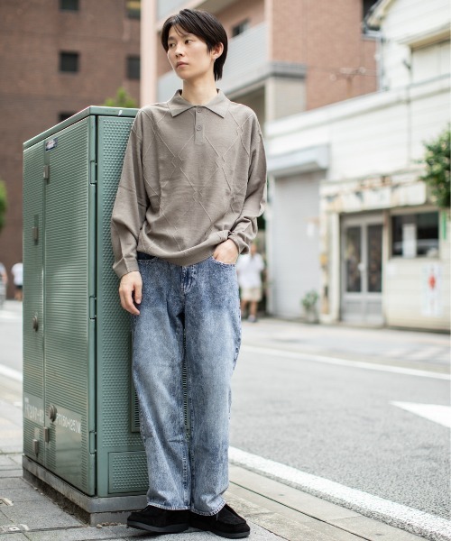 En serio TOKYO（エンソリオトーキョー）の「ジオメトリック柄 ニットポロ（ニット/セーター・メンズ・ブラウン/ブラック/ベージュ/グレイッシュブルー・M/L）」の18枚目の写真