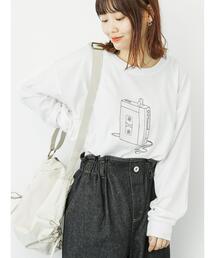 ehka sopo | カセットプレーヤー刺繍ロンT(Tシャツ/カットソー)