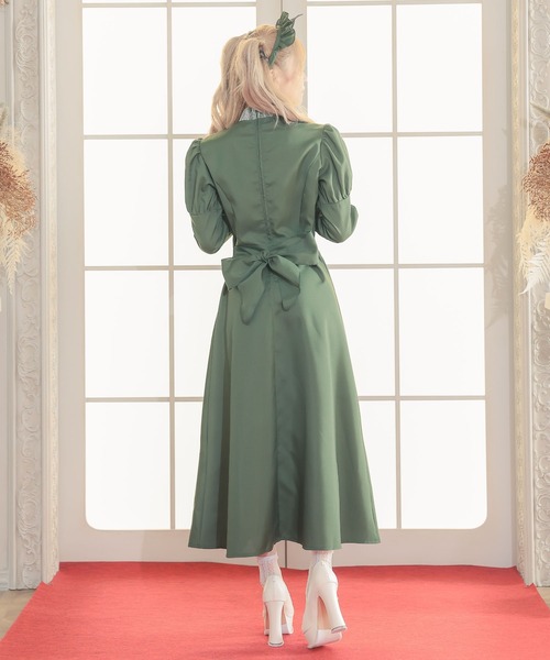 Tika（ティカ）の「[CLOSED] 体型カバーロング丈フレアスカート袖ありコウモリ洋館ペアメイド [2点セット]（コスチューム/パーティーグッズ・レディース・グリーン・M）」の5枚目の写真