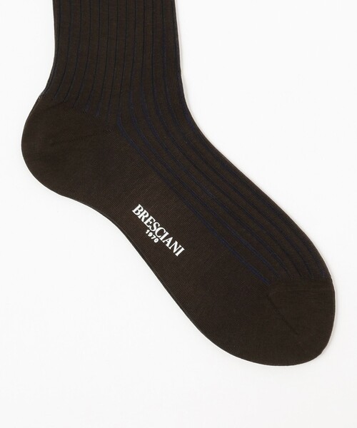 Bresciani（ブレシアニ）の「BRESCIANI / コットン 2トーン リブソックス（ソックス/靴下・メンズ・ブラック/ダークブラウン・ONE SIZE）」の4枚目の写真