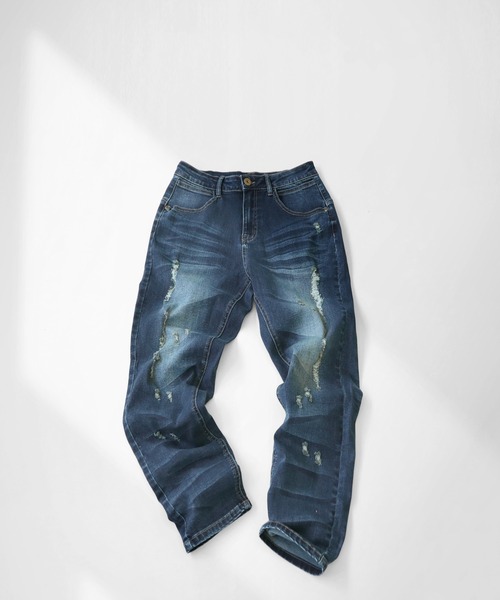 セール】ゼブラ柄ハラコデニムパンツ（デニムパンツ）｜antiqua