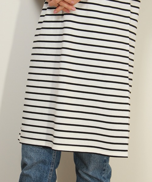 Disney（ディズニー）の「【DISNEY/ディズニー】Mickey Mouseワンポイント刺繍切替ボーダーTワンピース（ワンピース・レディース・ネイビー/ベージュ/オフホワイト・L/M）」の11枚目の写真