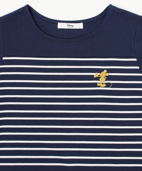 Disney（ディズニー）の「【DISNEY/ディズニー】Mickey Mouseワンポイント刺繍切替ボーダーTワンピース（ワンピース・レディース・ネイビー/ベージュ/オフホワイト・L/M）」の21枚目の写真
