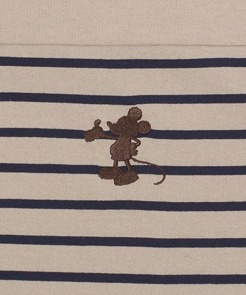 Disney（ディズニー）の「【DISNEY/ディズニー】Mickey Mouseワンポイント刺繍切替ボーダーTワンピース（ワンピース・レディース・ネイビー/ベージュ/オフホワイト・L/M）」の16枚目の写真