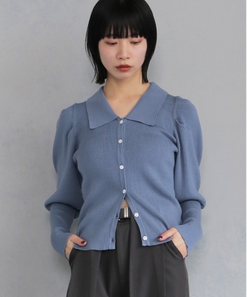 cheriella(シェリエラ)の「【cheriella】ポロリブニットカーデ POLO RIB KNIT CARDIGAN(ニット/セーター・レディース・アイボリー/ブラック/ライトブルー/チャコール・M)」の4枚目の写真
