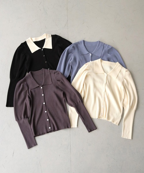 cheriella(シェリエラ)の「【cheriella】ポロリブニットカーデ POLO RIB KNIT CARDIGAN(ニット/セーター・レディース・アイボリー/ブラック/ライトブルー/チャコール・M)」の7枚目の写真