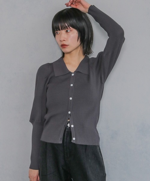 cheriella(シェリエラ)の「【cheriella】ポロリブニットカーデ POLO RIB KNIT CARDIGAN(ニット/セーター・レディース・アイボリー/ブラック/ライトブルー/チャコール・M)」の13枚目の写真