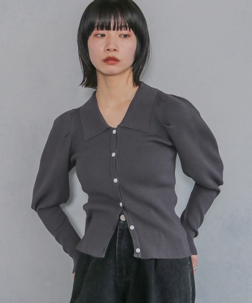 cheriella(シェリエラ)の「【cheriella】ポロリブニットカーデ POLO RIB KNIT CARDIGAN(ニット/セーター・レディース・アイボリー/ブラック/ライトブルー/チャコール・M)」の11枚目の写真