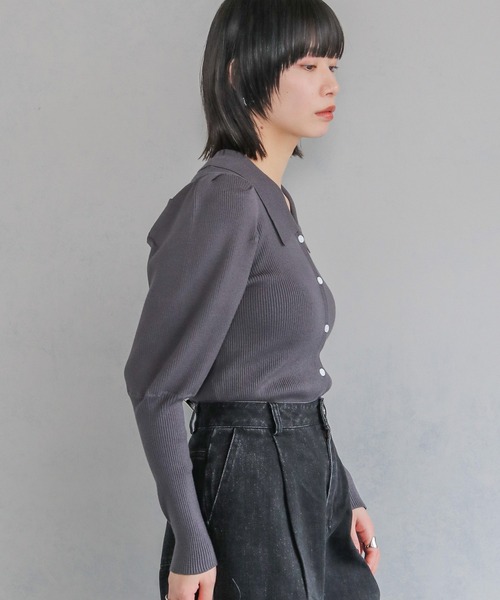 cheriella(シェリエラ)の「【cheriella】ポロリブニットカーデ POLO RIB KNIT CARDIGAN(ニット/セーター・レディース・アイボリー/ブラック/ライトブルー/チャコール・M)」の22枚目の写真