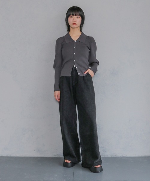 cheriella(シェリエラ)の「【cheriella】ポロリブニットカーデ POLO RIB KNIT CARDIGAN(ニット/セーター・レディース・アイボリー/ブラック/ライトブルー/チャコール・M)」の14枚目の写真