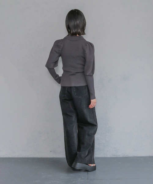 cheriella(シェリエラ)の「【cheriella】ポロリブニットカーデ POLO RIB KNIT CARDIGAN(ニット/セーター・レディース・アイボリー/ブラック/ライトブルー/チャコール・M)」の18枚目の写真