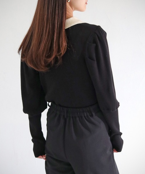 cheriella(シェリエラ)の「【cheriella】ポロリブニットカーデ POLO RIB KNIT CARDIGAN(ニット/セーター・レディース・アイボリー/ブラック/ライトブルー/チャコール・M)」の5枚目の写真