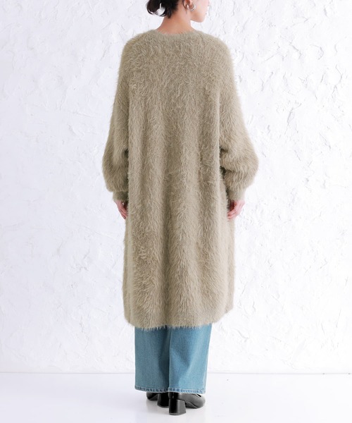 n'OrLABEL（ノアールレーベル）の「『シャギーニットロングカーディガン』（カーディガン/ボレロ・レディース・ベージュ/チャコール・FREE）」の5枚目の写真