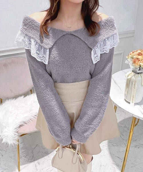 レースオフショルニット　andrea&co. レースオフショルニット – ANDREA&Co.