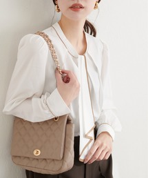 配色ボウタイ2WAYブラウス