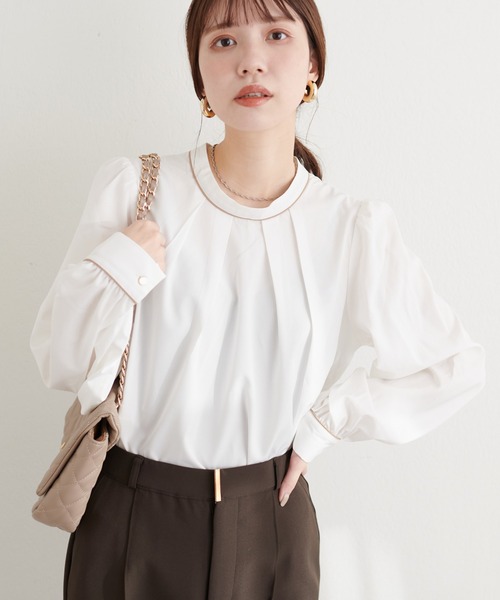 natural couture（ナチュラルクチュール）の「配色ボウタイ2WAYブラウス（シャツ/ブラウス・レディース・オフホワイト/ピンクベージュ/その他1/グレイッシュベージュ/ネイビー/サックスブルー/その他2/ミント・FREE）」の13枚目の写真