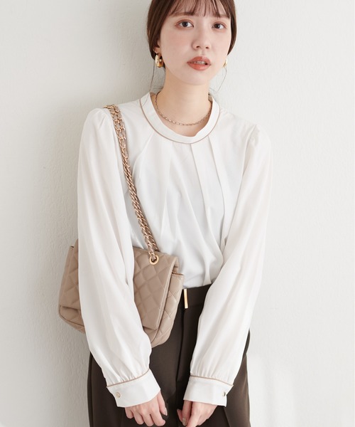 natural couture（ナチュラルクチュール）の「配色ボウタイ2WAYブラウス（シャツ/ブラウス・レディース・オフホワイト/ピンクベージュ/その他1/グレイッシュベージュ/ネイビー/サックスブルー/その他2/ミント・FREE）」の14枚目の写真