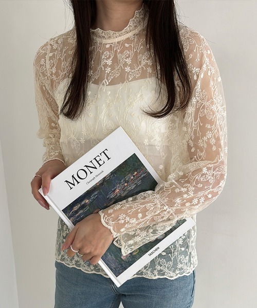 Miniministore(ミニミニストア)の「花柄刺しゅうレースブラウス長袖レディース(シャツ/ブラウス・レディース・ホワイト/ベージュ/ブラック・L/M)」の14枚目の写真