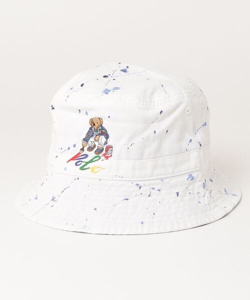 POLO RALPH LAUREN CHILDRENSWEAR（ポロ ラルフ ローレン チルドレンズウェア）の「ペイントスプラッター Polo ベア バケット ハット（ハット・キッズ・ホワイト・ONE）」の2枚目の写真