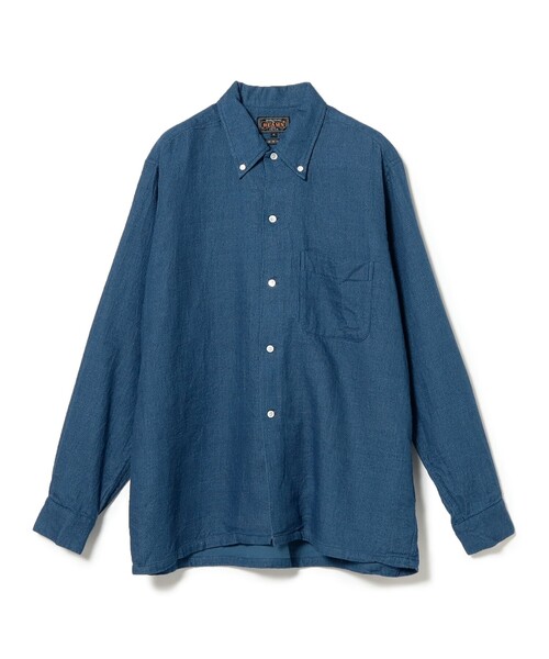 【セール】ダブルガーゼ インディゴ パナマ オープンカラー ボタンダウン シャツ（シャツ/ブラウス）｜BEAMS PLUS（ビームスプラス）
