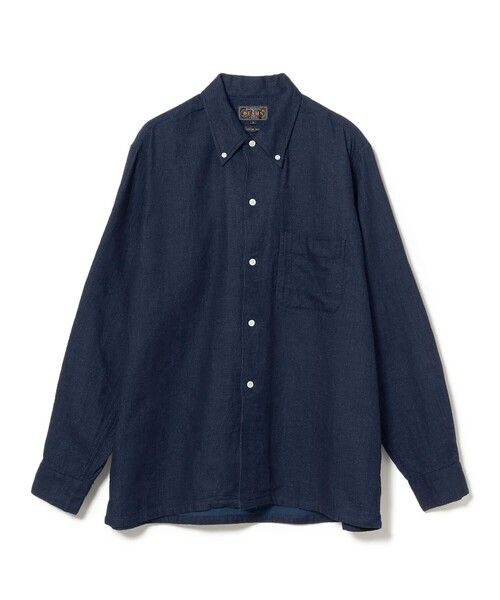 【セール】ダブルガーゼ インディゴ パナマ オープンカラー ボタンダウン シャツ（シャツ/ブラウス）｜BEAMS PLUS（ビームスプラス）