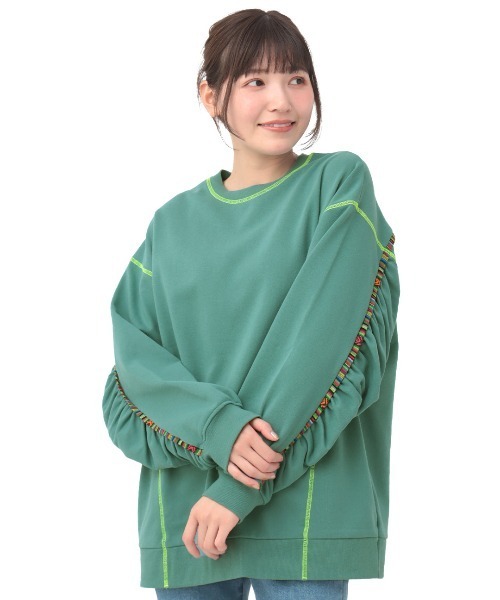 チチカカ（チチカカ）の「ギャザースリーブプルオーバー（スウェット・レディース・ライトベージュ/ブルー/ブラック・FREE）」の14枚目の写真