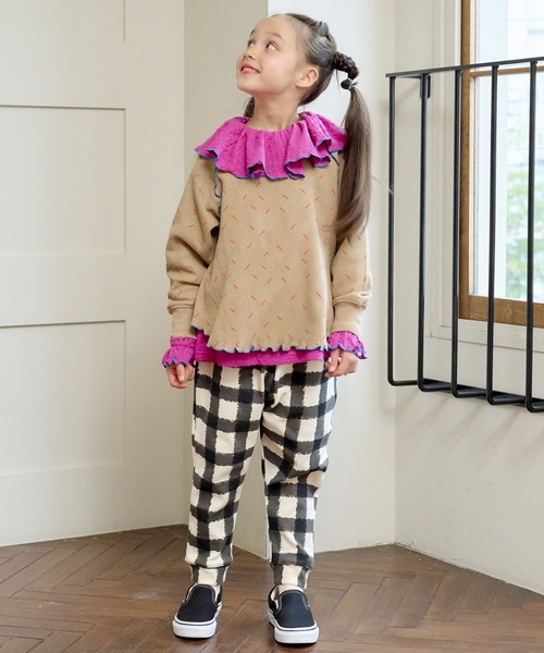 HOGAN RANCH WEAR(ホーガンランチウエア)の「ソウガラサルエルロングパンツ(80~130cm)(その他パンツ・キッズ・チェック/ラベンダー/ブルー/マルチ/オレンジ/グリーン/グレー/オフホワイト/ベージュ/ブラック・90/100/110/120/80/130/95)」の18枚目の写真