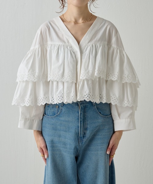 COLLAGE GALLARDAGALANTE（コラージュガリャルダガランテ）の「レース刺繍ボレロシャツ（シャツ/ブラウス・レディース・ミント/ホワイト・FREE）」の21枚目の写真
