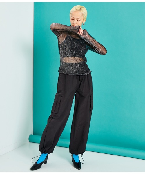 Settimissimo（セッティミッシモ）の「ラメプリーツ シアー タートルネック トップス ハイネック 長袖（Tシャツ/カットソー・レディース・ブラック/シルバー/ゴールド・FREE）」の10枚目の写真