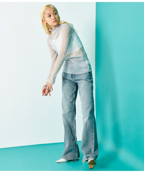 Settimissimo（セッティミッシモ）の「ラメプリーツ シアー タートルネック トップス ハイネック 長袖（Tシャツ/カットソー・レディース・ブラック/シルバー/ゴールド・FREE）」の16枚目の写真