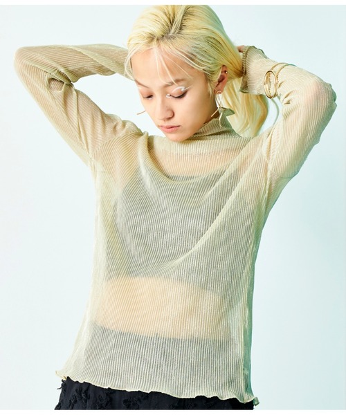 Settimissimo（セッティミッシモ）の「ラメプリーツ シアー タートルネック トップス ハイネック 長袖（Tシャツ/カットソー・レディース・ブラック/シルバー/ゴールド・FREE）」の18枚目の写真